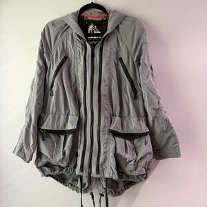 G.E.T. Hooded Windbreaker Jacket Hiking XS Grey Utility‎ Y2K Techwear Gorpcore